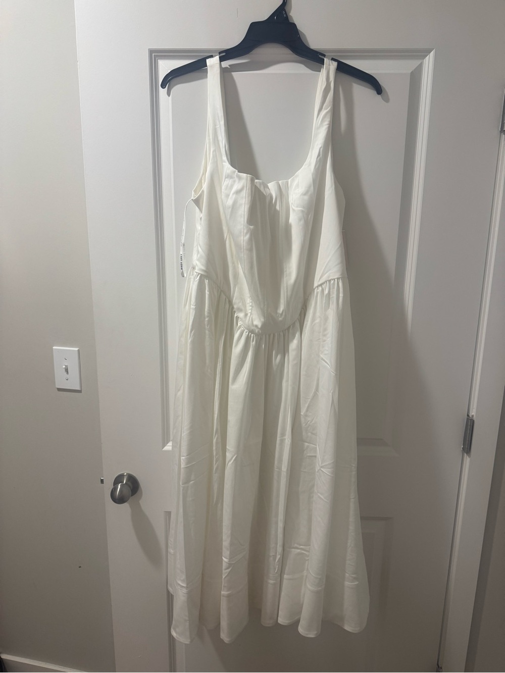 Birdy Grey White Maxi Dress with Gathered Waist